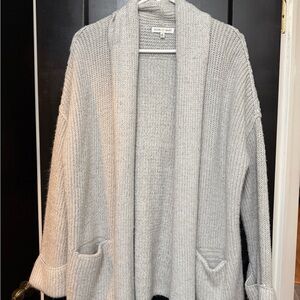 Woven Heart Light Gray Open-Front Cardigan Sweater